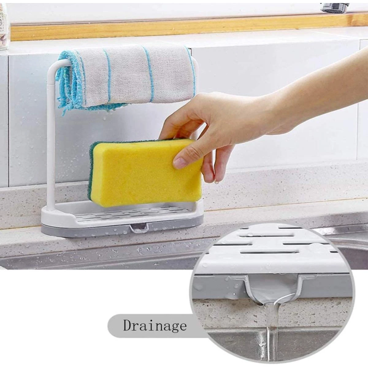 Mini Stand Bathroom Kitchen 2 In 1 Towel Hanging Rack Soap Holder