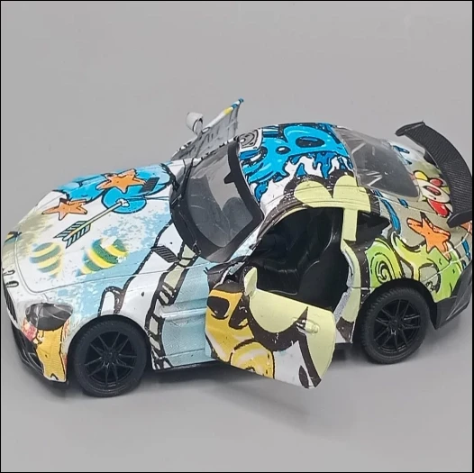 Printed Multicolor Matte Finished Alloy Pull Back Model Toy Car (3621C)