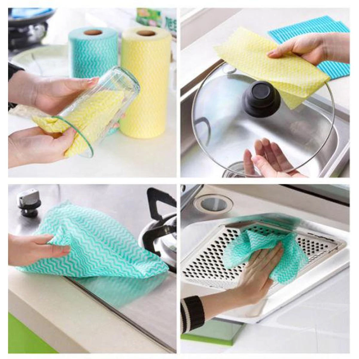 Multi-Purpose Kitchen Cleaning Reusable Wipes Multi-Color