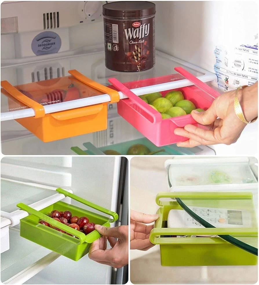 Multifuction Plastic Kitchen Refrigerator Storage Rack Fridge Shelf Tray - Multicolored