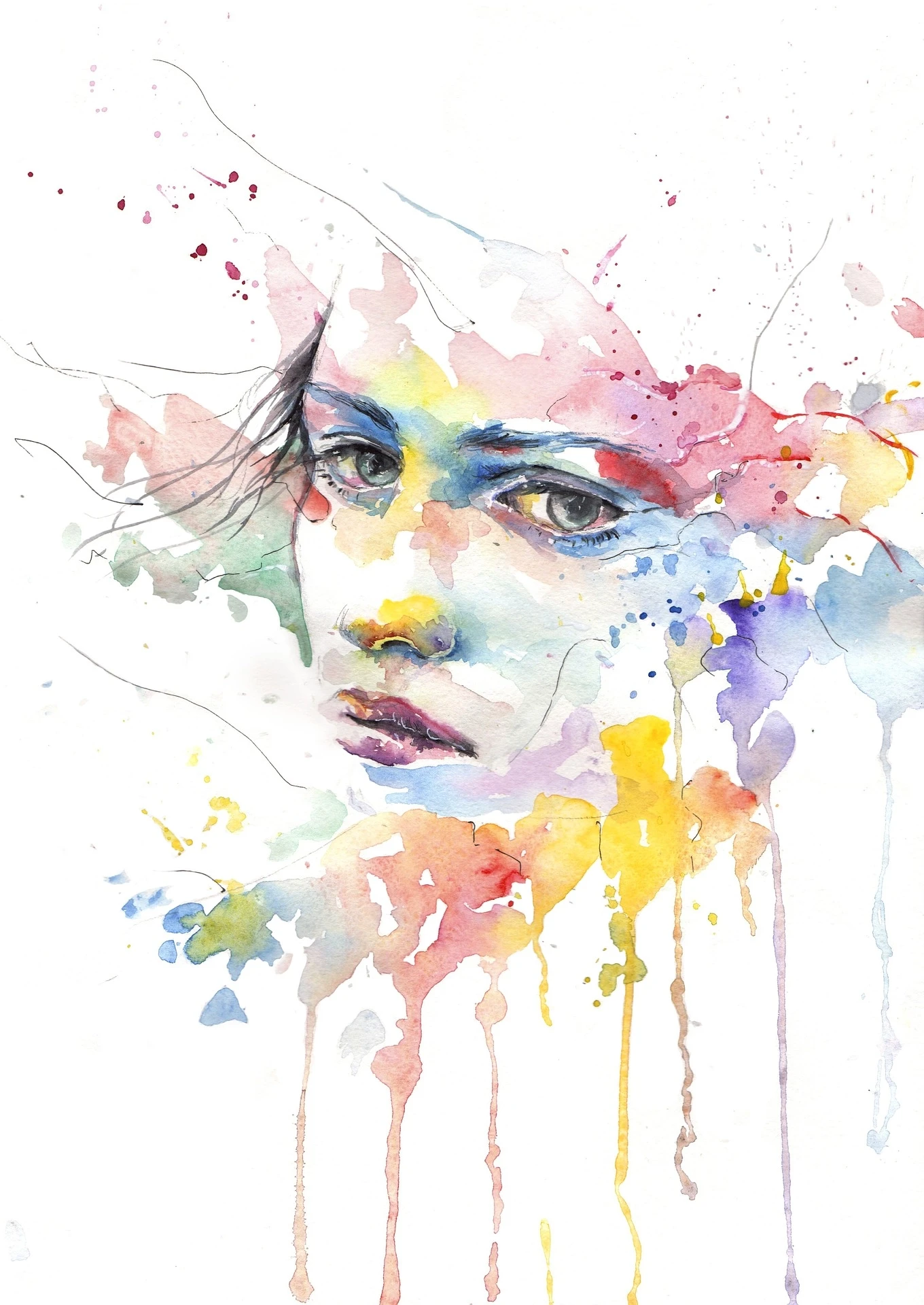 Colorful abstract paintings of womens faces wall Decor UV Pana flex Poster without Frame Size : 22L x 12W Inches (J-028)