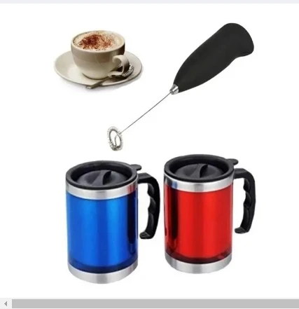 Pack Of 3 - 2 Coffee Mugs & 1 Handheld Coffee Beater Mixer & Whisker