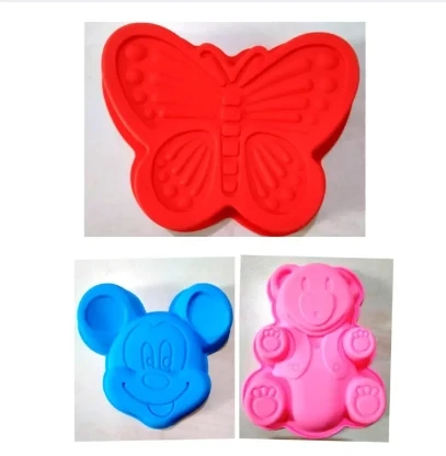 Silicone Cake Baking Molds Cake Pans Chocolate Mould Muffin Handmade Soap Molds Bakeware trays difference shapes molds butterfly mickey mouse bear Reusable kids diy tool