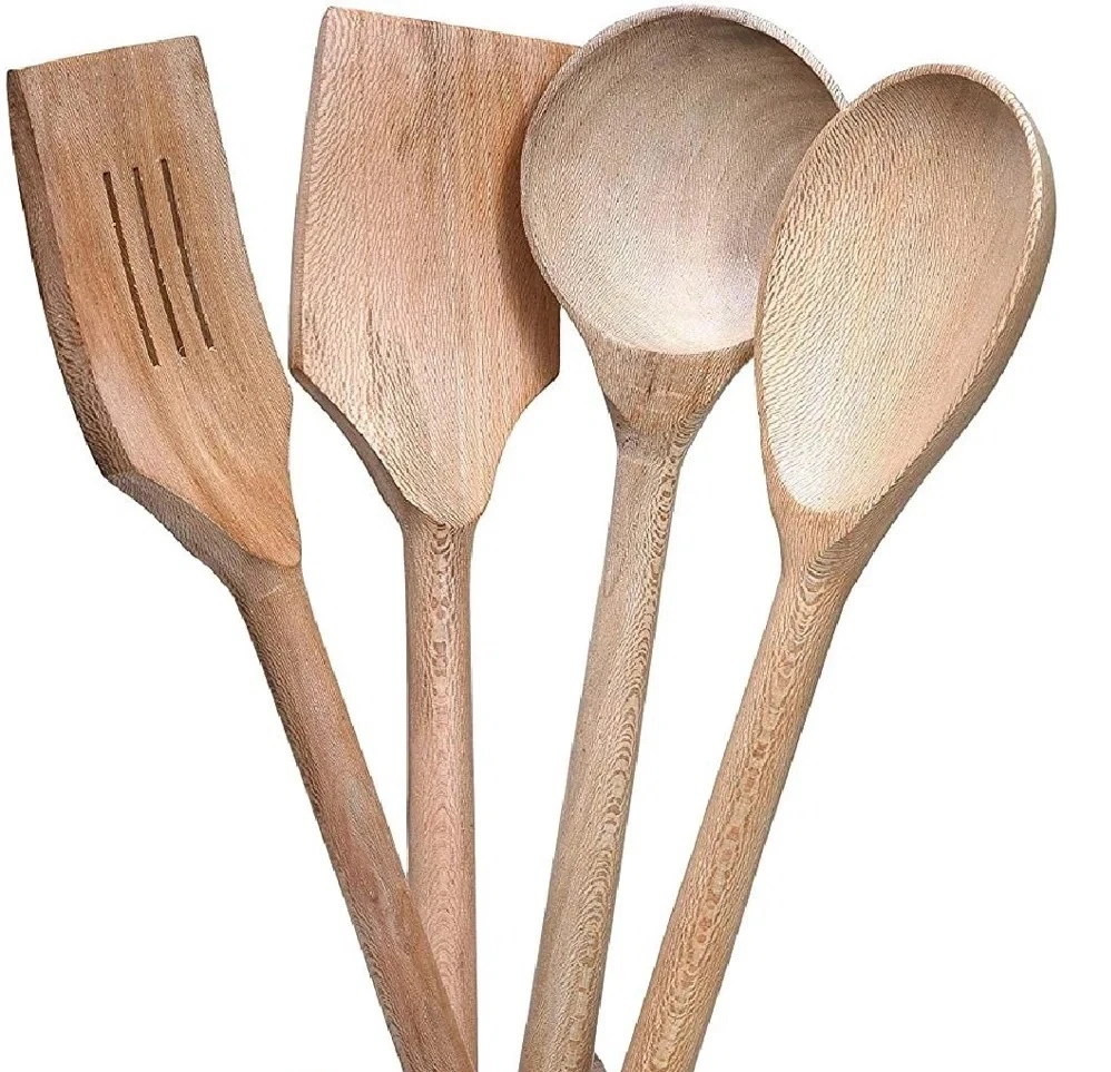 Wooden Spatula Set of 4 With Holder