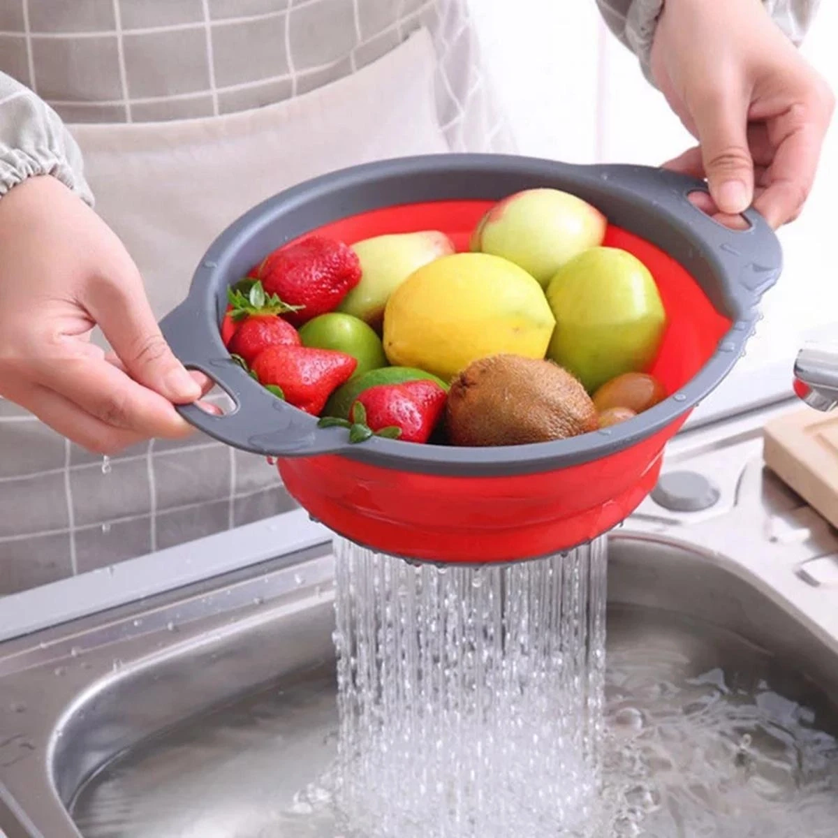 Fruit Vegetable Foldable Drain Basket Round