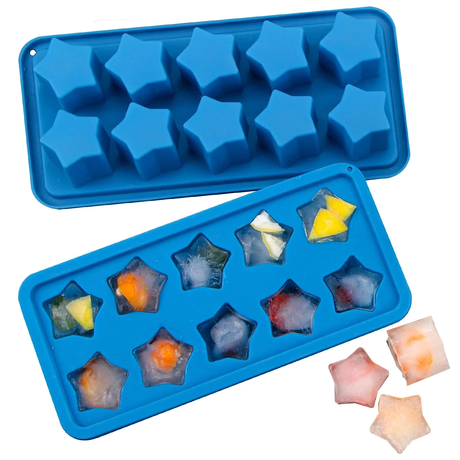 Ice cube tray different shapes in one trey heart star flower shape 18 cubes plastic mould