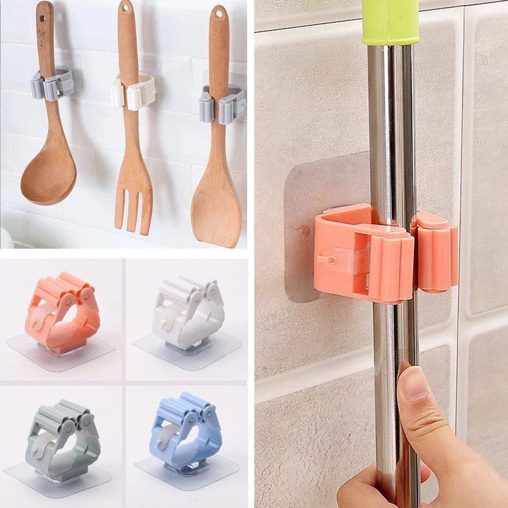 Wall Mounted Mop Hook wiper Organizer brush broom Hanger Bathroom Swipe Holder Self Adhesive Kitchen Tools Hanger Hardware Tool space saver