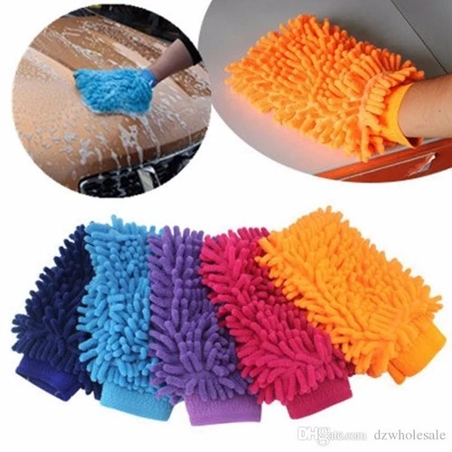 mitt double sided microfiber glove car wash cleaning cloth gloves