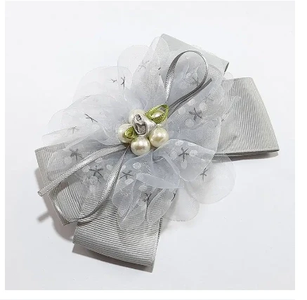 Ribbon, Net & Bead Hair Crocodile Hair Pin/Clip Bow Style - 3 Inches Pin Size approx