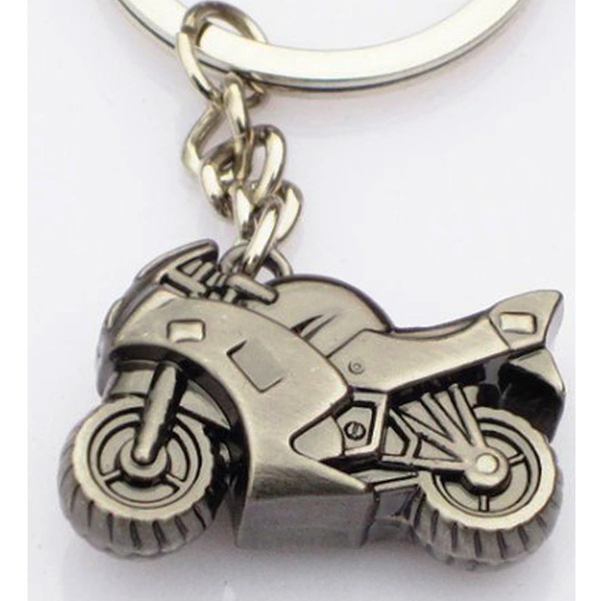 Stainless Steel Motor Bike Key chain For Boys - Silver