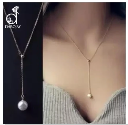 Fashion Crystal Necklace Pearl Smart Cute Ball Long Chain Women Pendant Fashion Jewelry