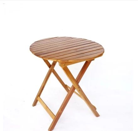 Imported Beach Wood Folding Round Table Coffee Table