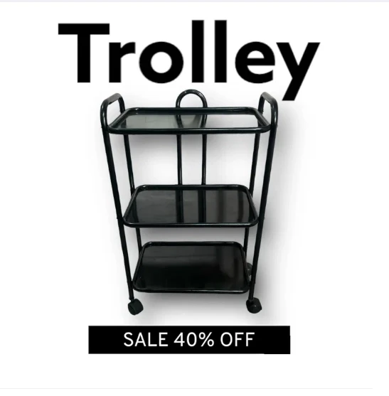 STM Trolley 3 Trey With Wheels Moving Trolley Side Table