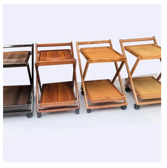 Tea Trolley 2 Portions Detachable Good Quality Movable (Beach Wood )