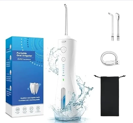 Water Flosser, Water Flosser for Teeth, Portable Oral Irrigator Dental Flosser, Cordless Flosser Water Picker with 6 Modes, 2 Jet Tips, IPX7 Waterproof Rechargeable for 30 Days Use for Home & Travel