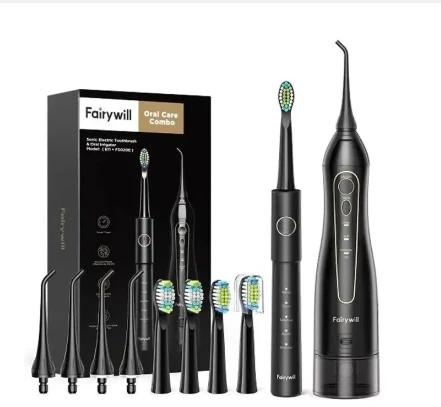 Fairywill F5020E Cordless Water Dental Flosser for Teeth Portable Irrigatorr & E11 Electric brush Combo