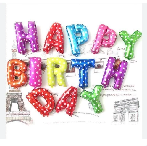 17 inch Happy Birthday Letters Aluminum Foil Balloon Set Background Wall Birthday Party Decorations Kids birthday balloons