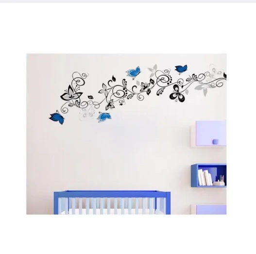 Flower Vine Wall Sticker - Blue