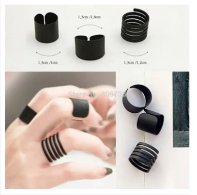 New Arrival Black Stylish Three-Piece Opening Ring for Women and Men - rings for girls - rings for women - rings for girls stylish - rings for women stylish