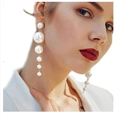 Stylish Simulated Pearl Long Earrings: The Perfect Accessory for Women and Girls