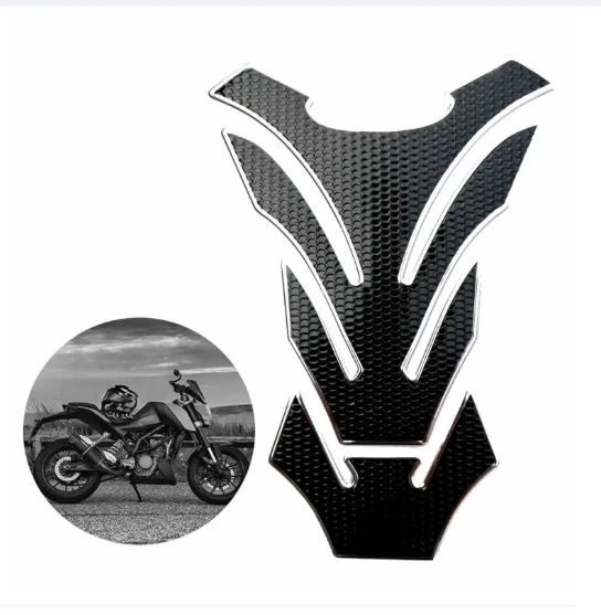 AKE - AK-15 Motorcycle Fuel Tank Pad Black with Silver Dotted Outline Motorcycle decals sticker