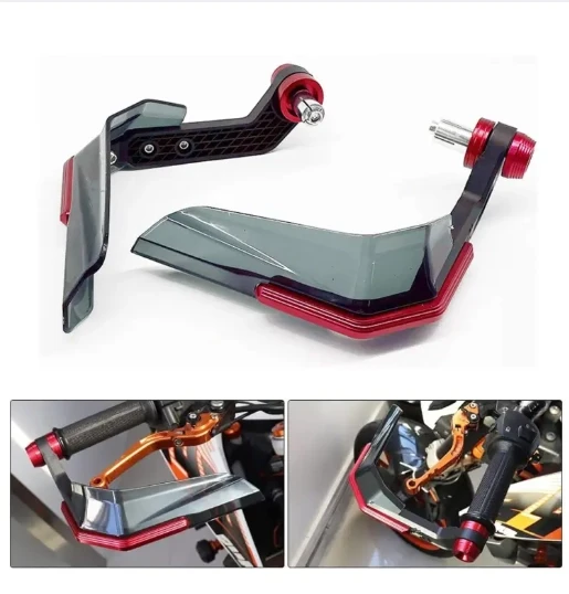 Motorcycle Aluminium Alloy + ABS Plastic Crystal Shade Hand Guard For 7/8 inches Handle Bars Red