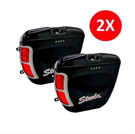 2-pcs Motorcycle Side Box " Tourist Box With LED Back Light STEELA