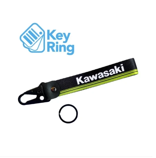 1-PC Motorcycle Collectable Strap Embroidery Keyring Keychain For Honda Yamaha Suzuki Ducati BMW Aprilia Kawasaki Benelli Yari Mitsubish Key Ring Chain Kawasaki Green