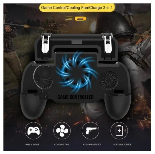 PUBG Gamepad Controller SR 2000mAh Charger Power Bank Heat & Cooling Fan Gamepad Joystick Shooter with Builtin L1 R1 Triggers and Stand