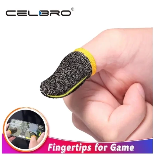 Mobile PUBG Game Controller Thumb Finger Sleeve Anti-Sweat Breathable Full Touch Screen Sensitive Shoot Aim Joysticks Thumb Grips for PUBG - Grey and Yellow