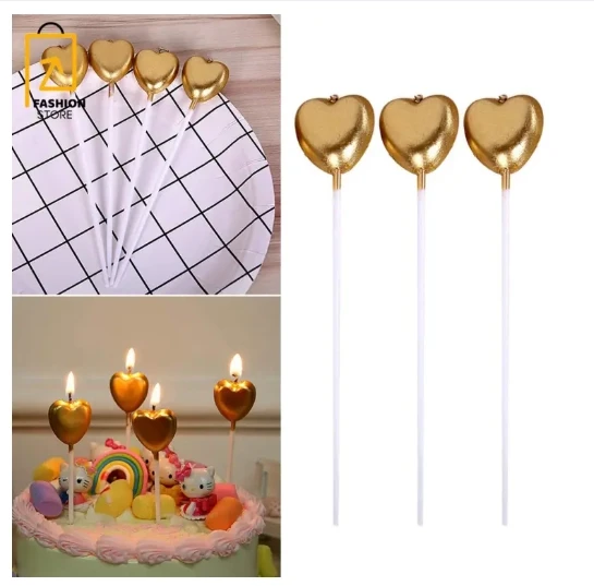 Golden Hearts Cake Candles Pack