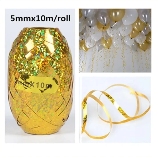 3 Golden Ribbons Rolls For Balloons Decoration in Birthday & Anniversary Decoration Best Curly Ribbons Pack