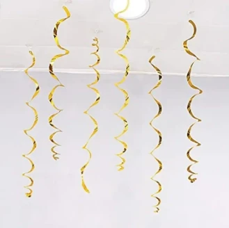 6 Golden & Black Ribbons Rolls Pack For Balloons Decoration