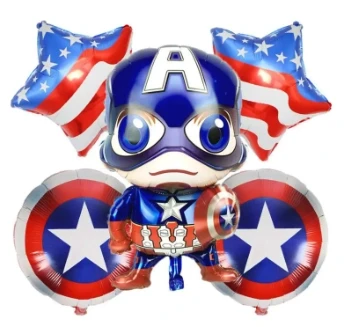 (Set of 5) Captain America Avengers Theme Foil Balloons