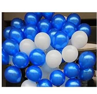 100 Blue & White High Quality Large Latex Balloons Pack