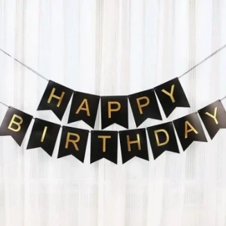 Happy Birthday banner Black gold/ Perfect for birthday party/ 1st birthday / baby shower/ Prince birthday/ princess birthday/ party supplies/ birthday chain