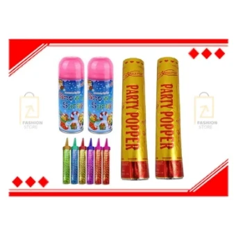 Birthday Party Package 6 Sparkling Candles 2 Large Popper With 2 Snow Spray