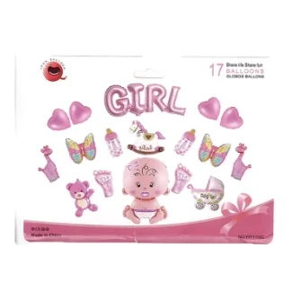 17pcs Baby girl and boy foil balloon Girl and boy Baby Shower Decorations