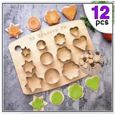 Cookie Cutter Set 12 Pcs Stainless Steel Mould Biscuit Pastry Baking Tools Multi Shape Heart Star Flower Circle