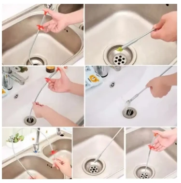 85cm Flexible Metal wire brush Hand Kitchen Sink Cleaning Hook Sewer Dredging Device Spring Pipe Hair Dredging Tool Metal wire brush 85cm