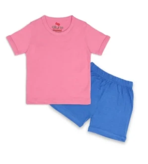 AllurePremium D Pink Plain H-S Blue Shorts