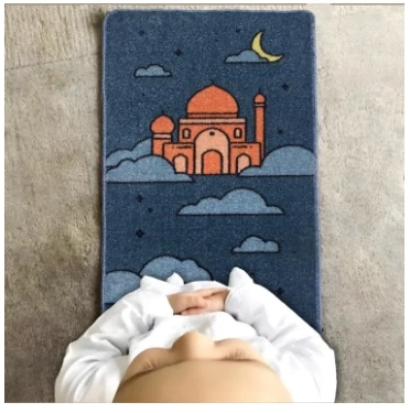 New Arrival Prayer Mat for kids with back blue felt in 52 X 92 cm ( 20 X 36 inches ) sasjaloo