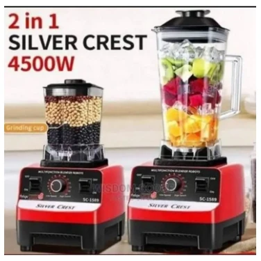 Heavy Duty 2 Cups Silver Crest SCB-919 Blender and Grinder 4500W Multifunction Blending Robot Commercial Food Fruit Juice 2 in 1 New Style-