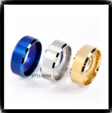 Pack of 3 (Silver,Golden,Black) Titanium Band Rings For Boys & Girls