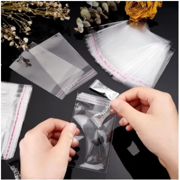 100-PCs 6x8cm Transparent Self Adhesive Seal Bags OPP Plastic Cellophane Bags