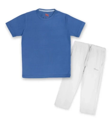 Allurepremium Boys T-Shirt Plain Blue With Pajama