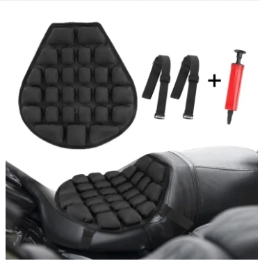 AKE - Motorcycle Air Seat Cushion Shock Absorption Pressure Relief Ride Cooling Down Seat Pad for Cruiser Touring Saddles