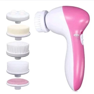 5 in 1 Face Facial Exfoliator Electric Massage Machine Care Cleanser Massager Kit For Smoothing Body Beauty Skin Cleaner Facial Massager Machine for Women- Multicolor